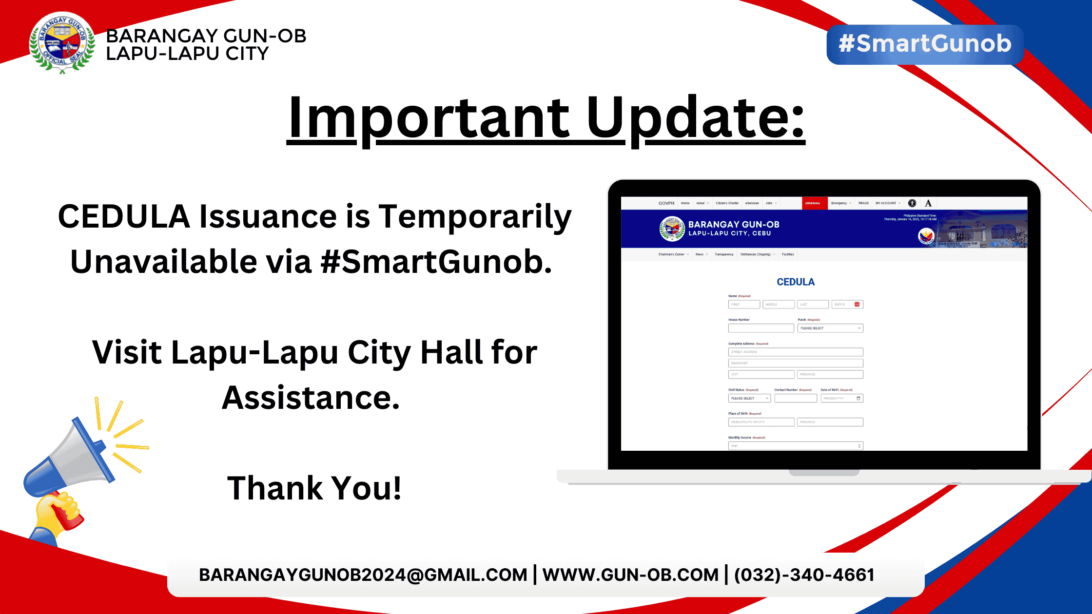 CEDULA Issuance Suspended